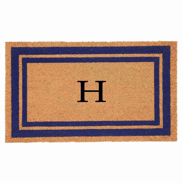 Calloway Mills Monogram Door Mat, Natural, Dark Blue, 24 in W x 36 in L 153002436H - main